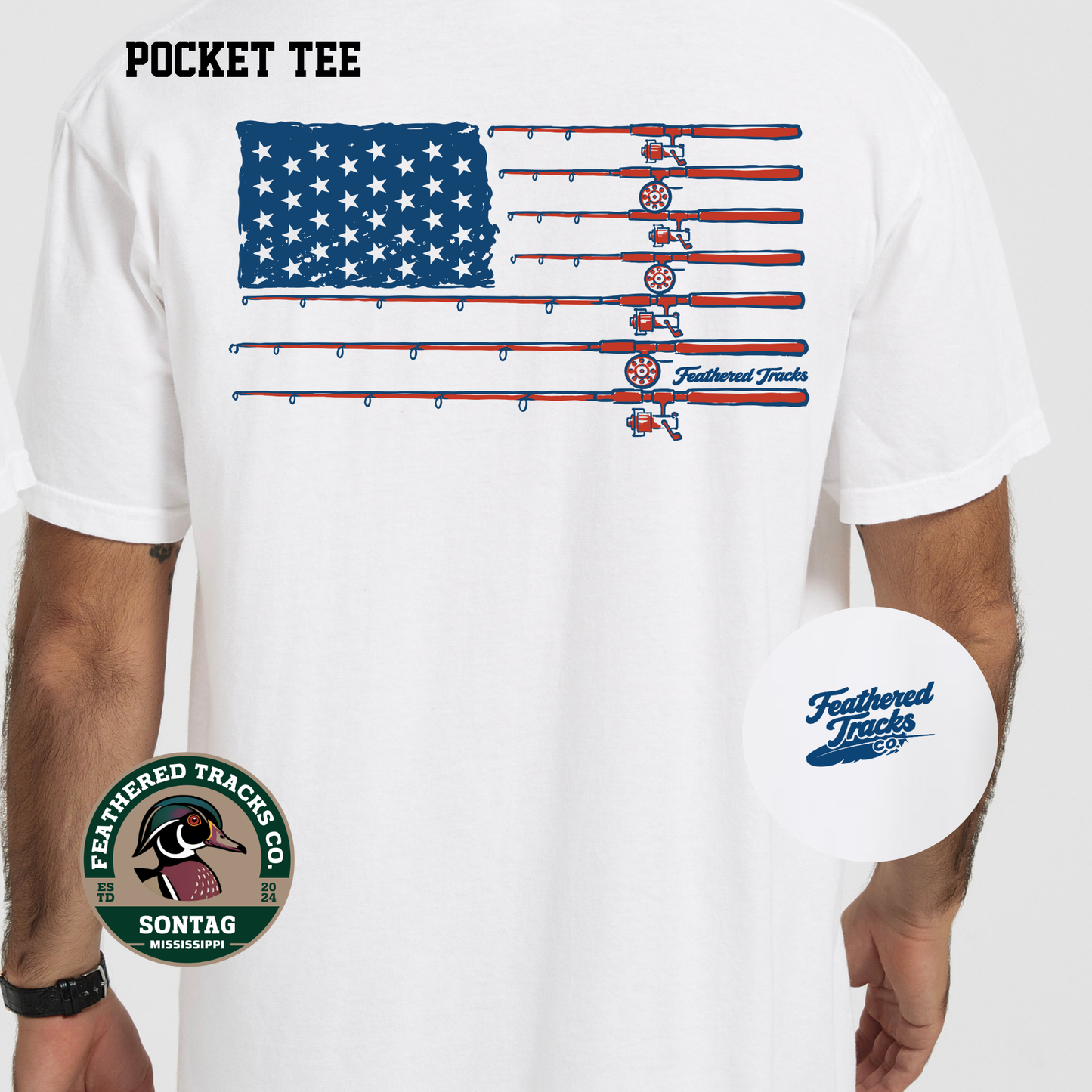 RWB - Fishing Pole Flag
