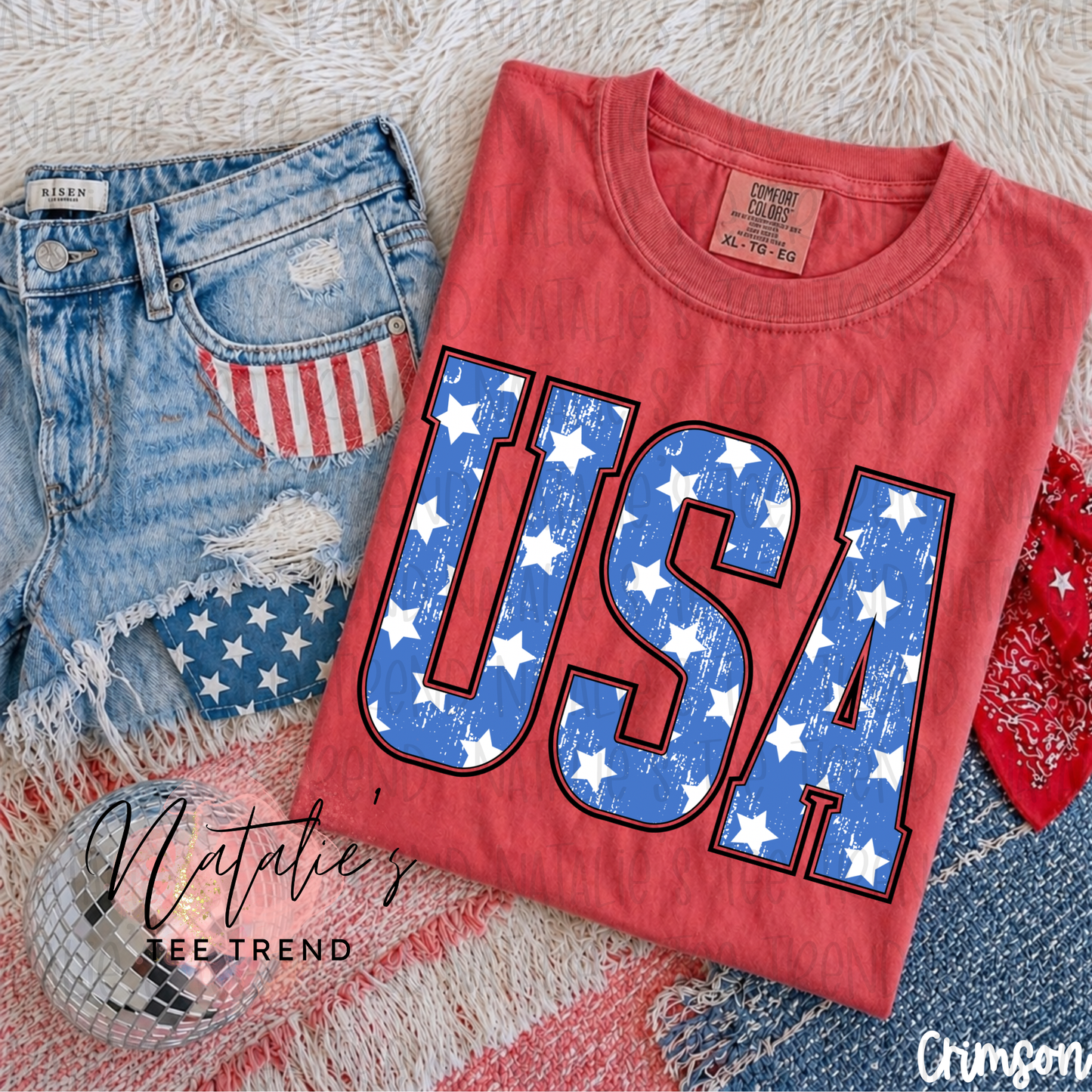 USA - Distressed with Black outline