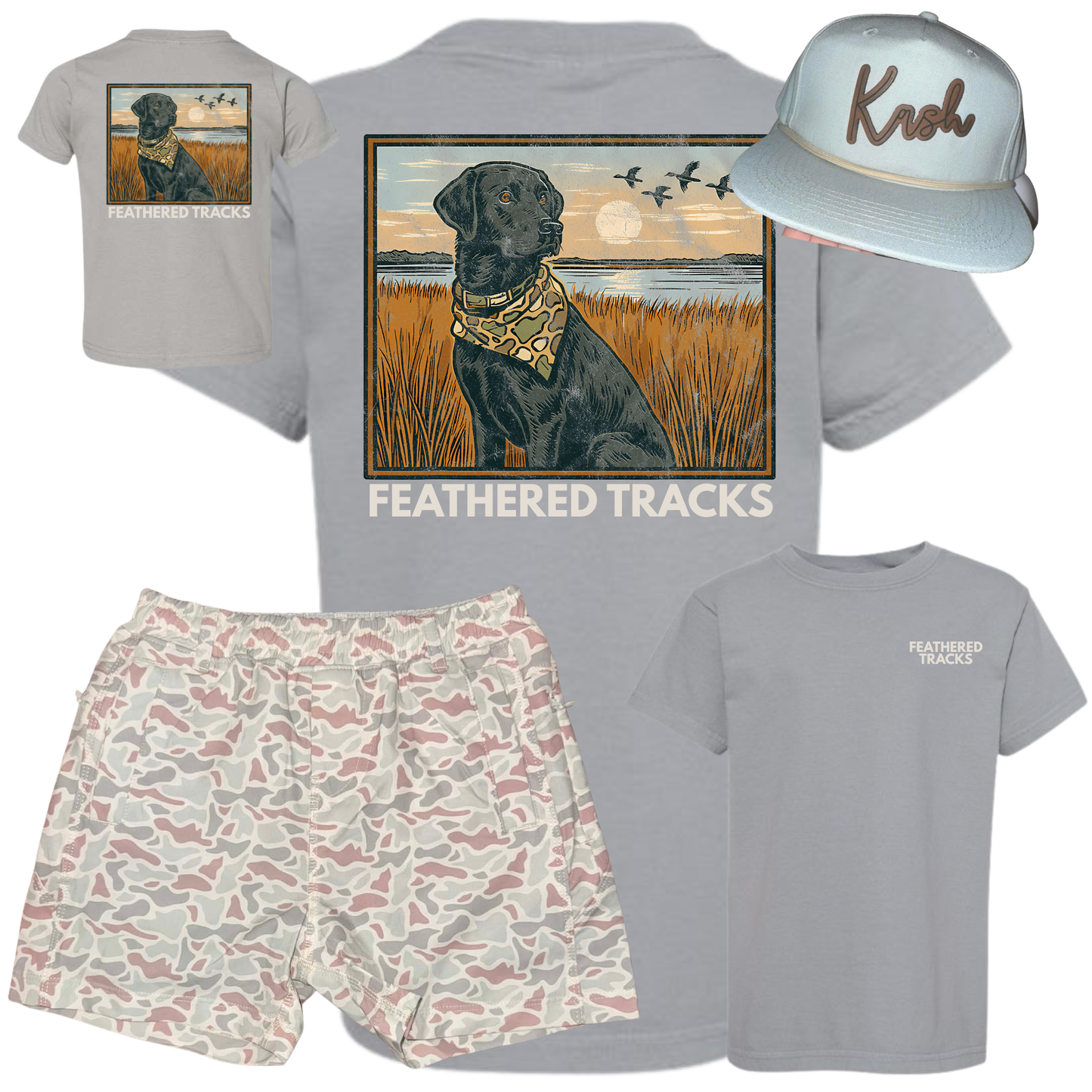 Black Lab with sunset - Kids Tee