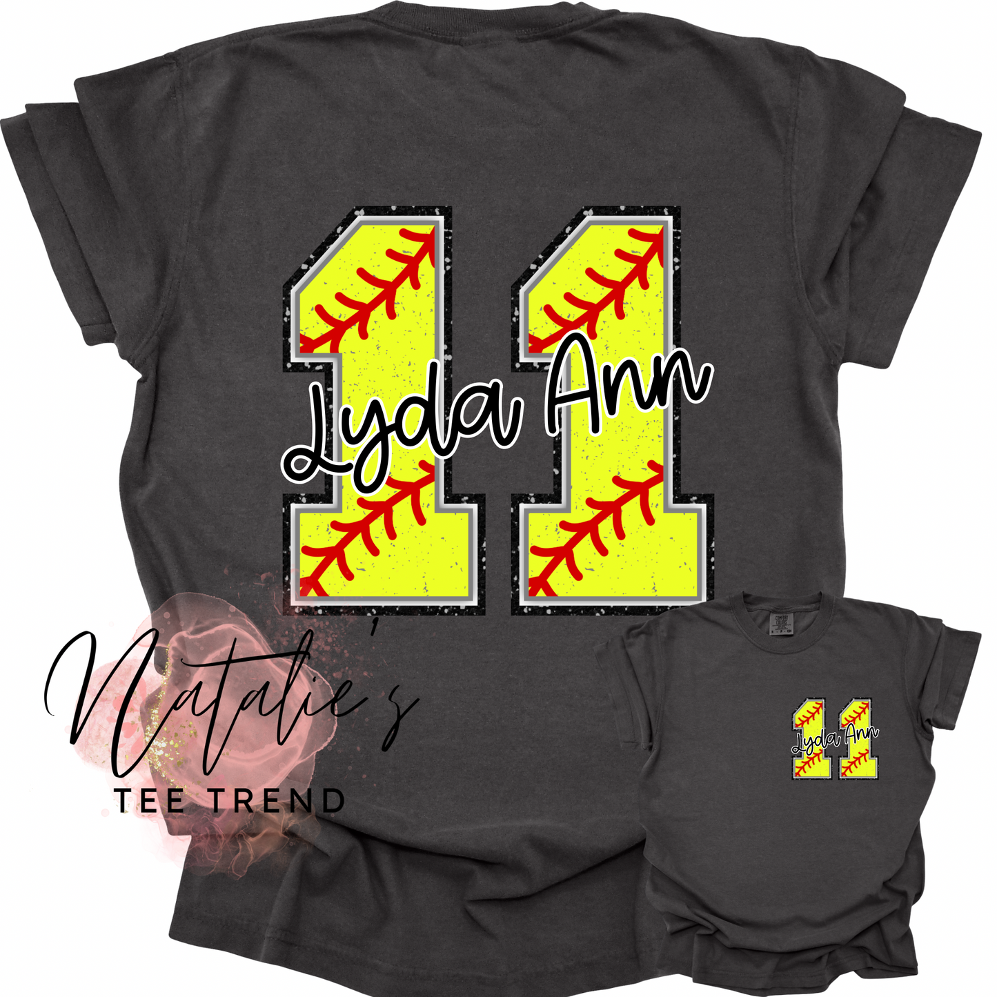 Custom Softball Number - Put name and number at checkout box (Can be a front or front/back design)