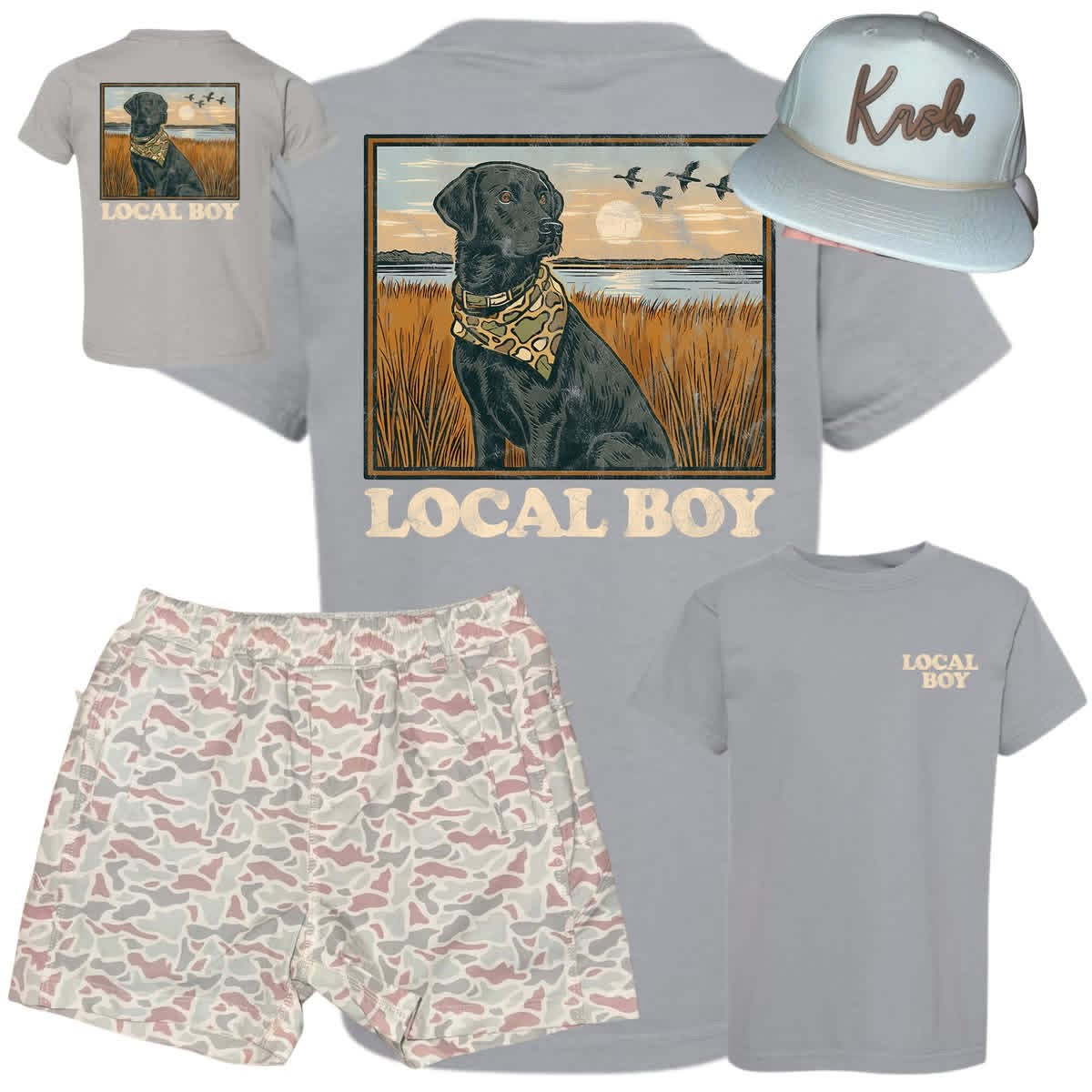 Black Lab with sunset - Kids Tee