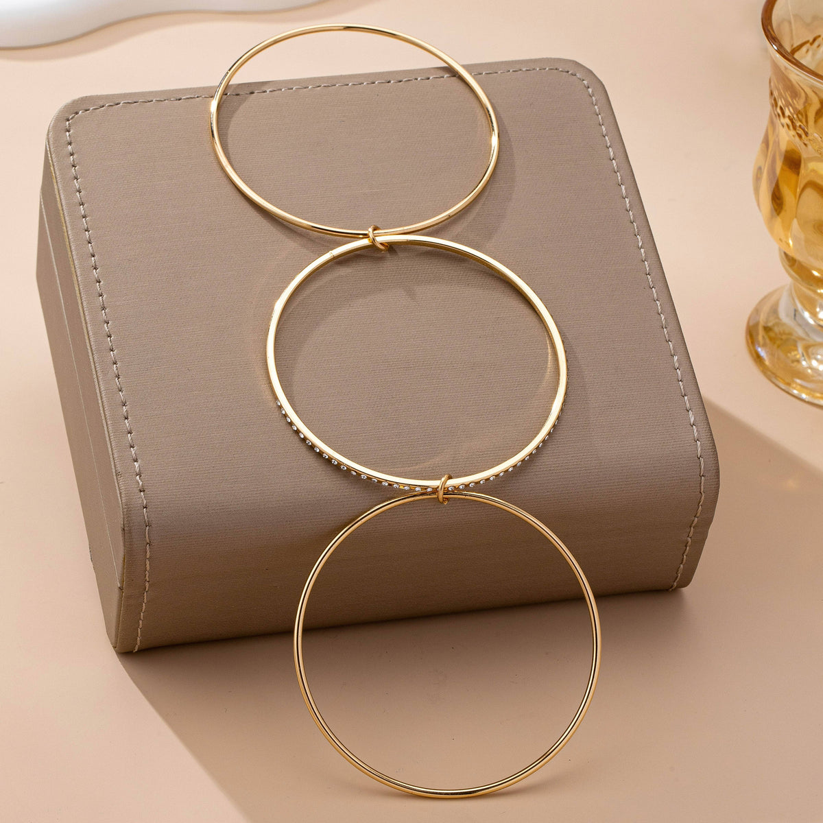 Gold & silver bangles with crystal row Bracelet | 80B1610