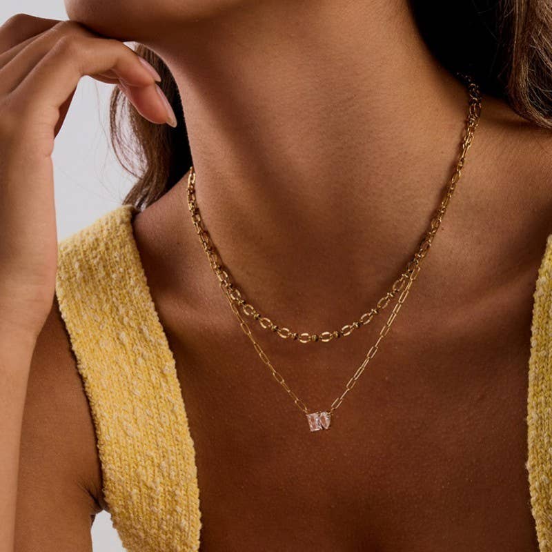 Layered Gold-Tone Crystal Necklace Set | 40NK9620