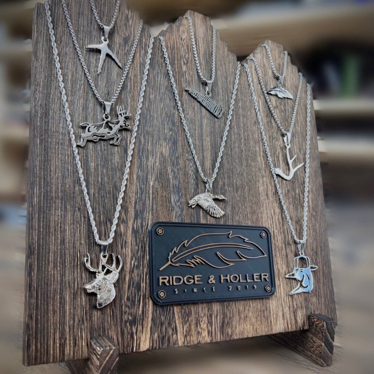 Ridge&Holler Wooden Necklace Stand Display