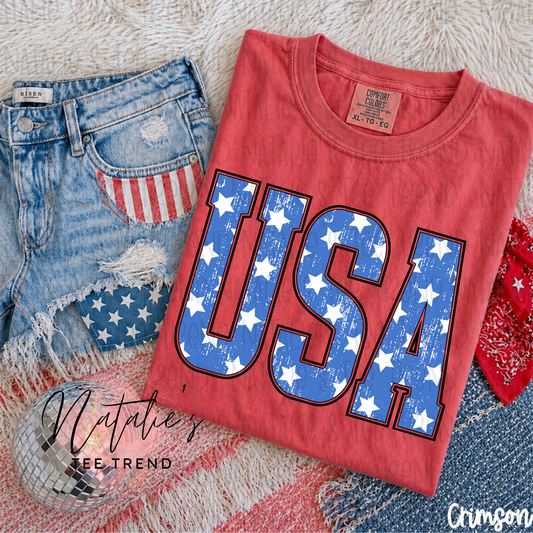 USA - Distressed with Black outline