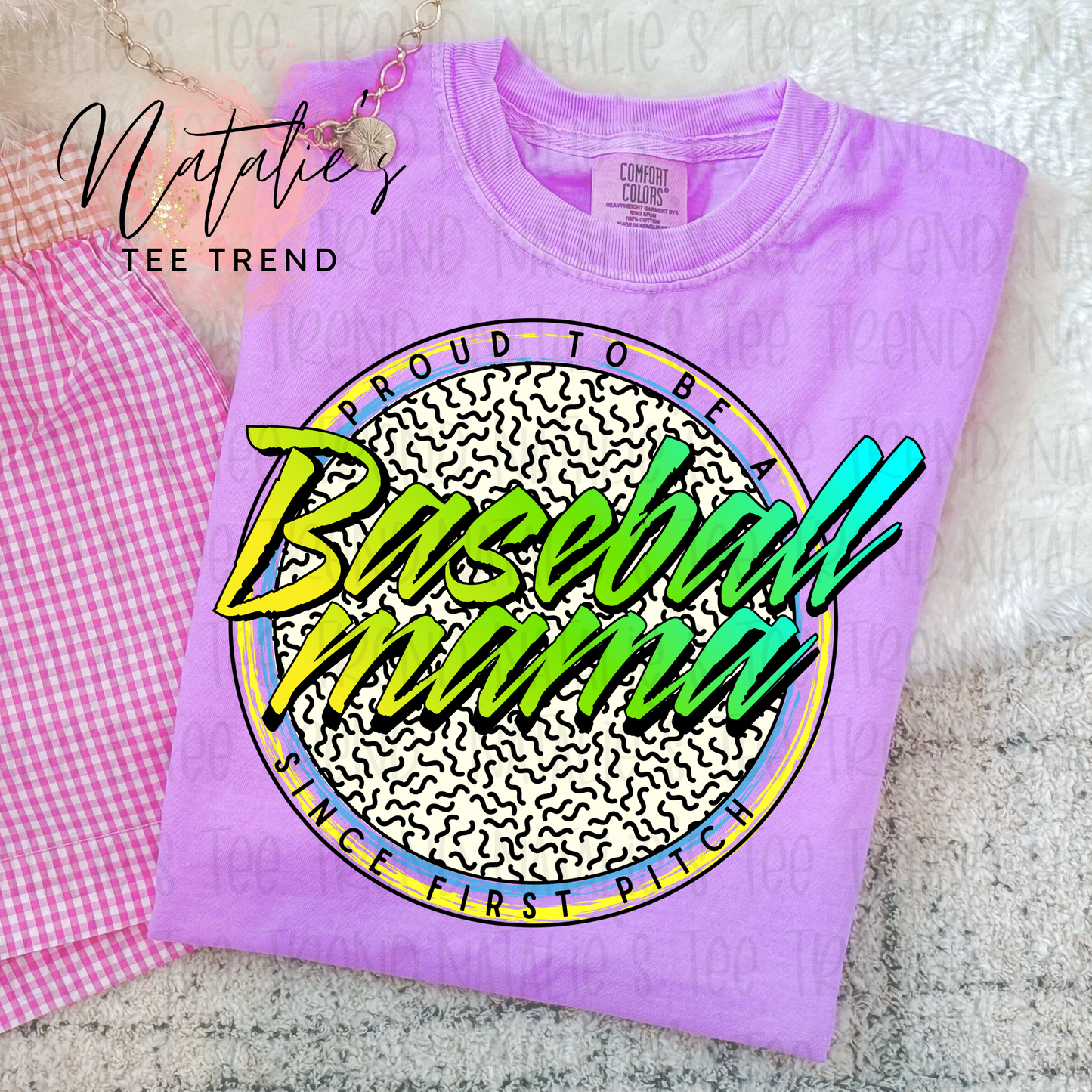 Baseball Mama Retro (Neon Green)