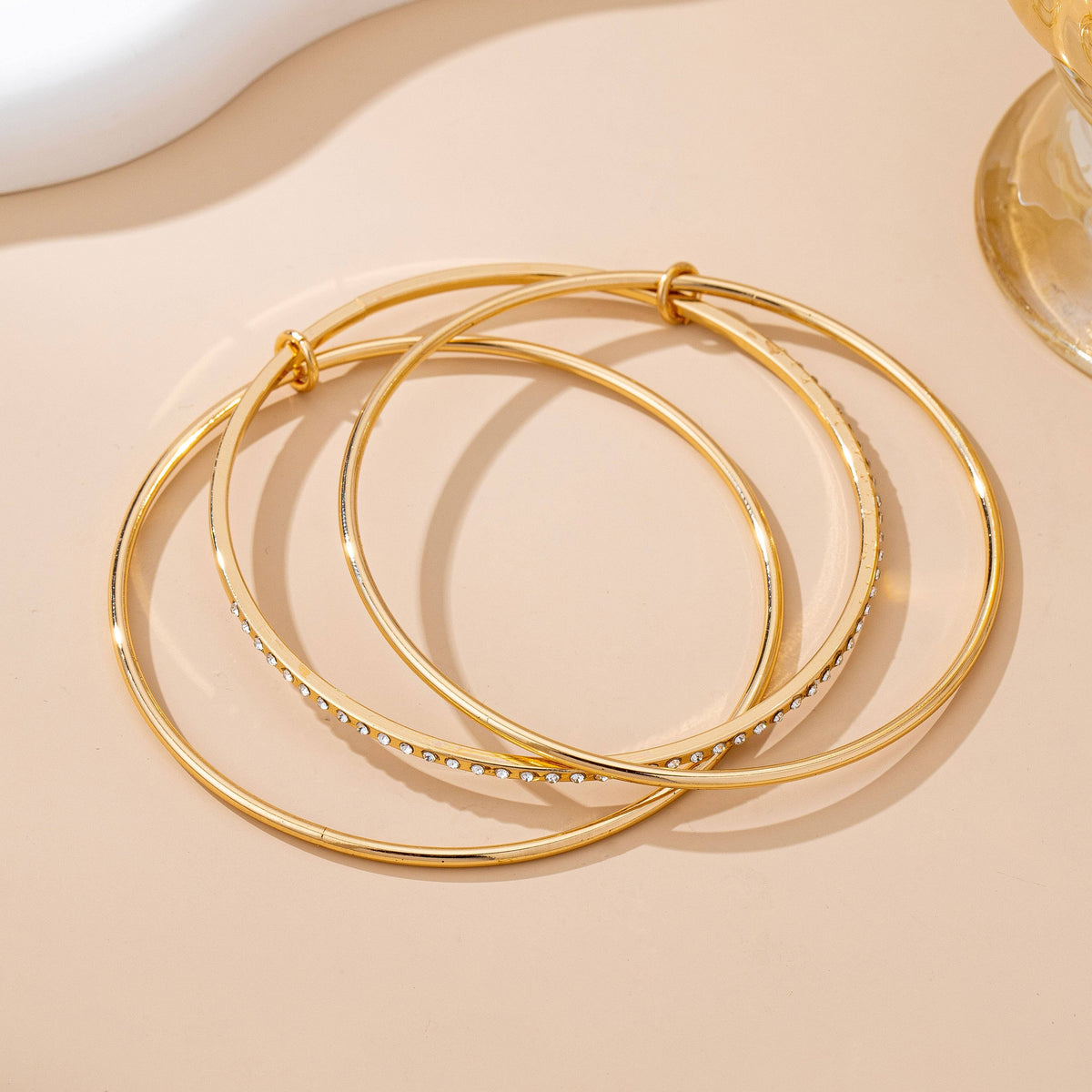 Gold & silver bangles with crystal row Bracelet | 80B1610