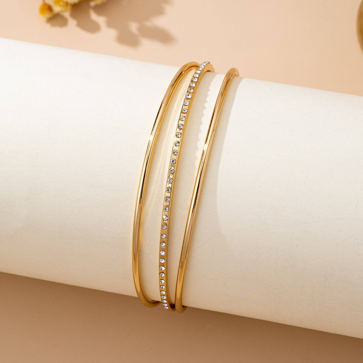 Gold & silver bangles with crystal row Bracelet | 80B1610