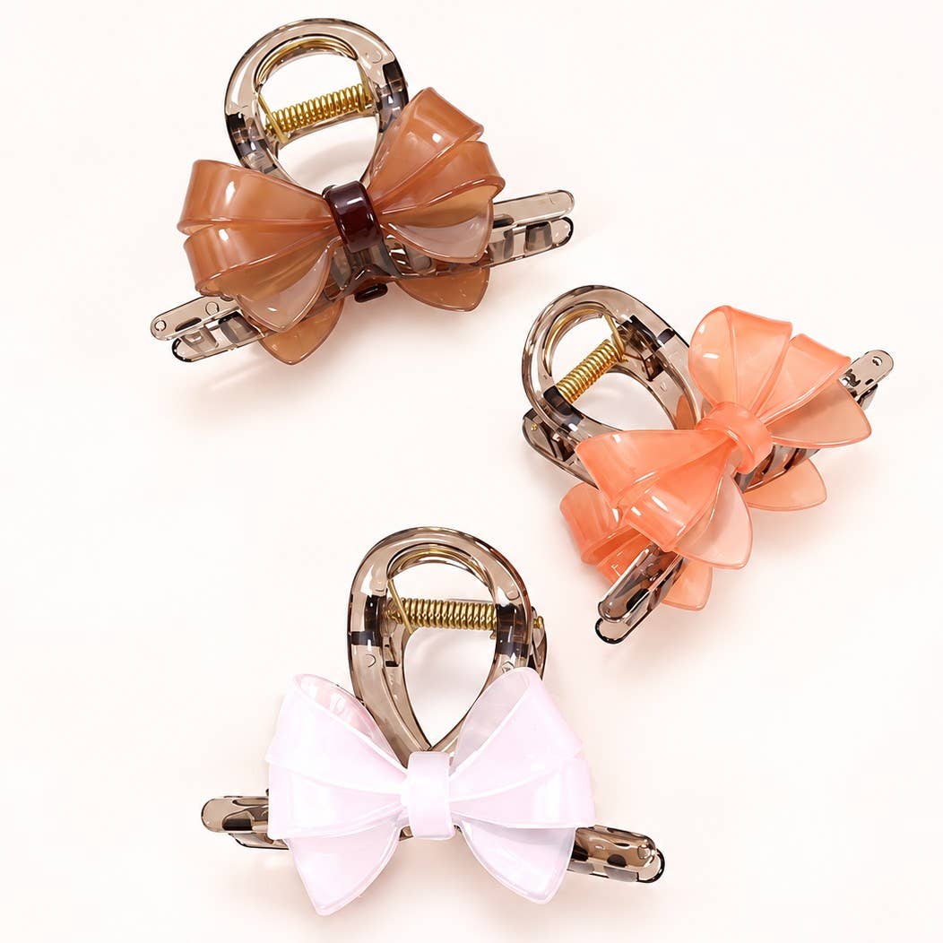 Sculpted Ribbon Bow Hair Claw Clips | 40H764