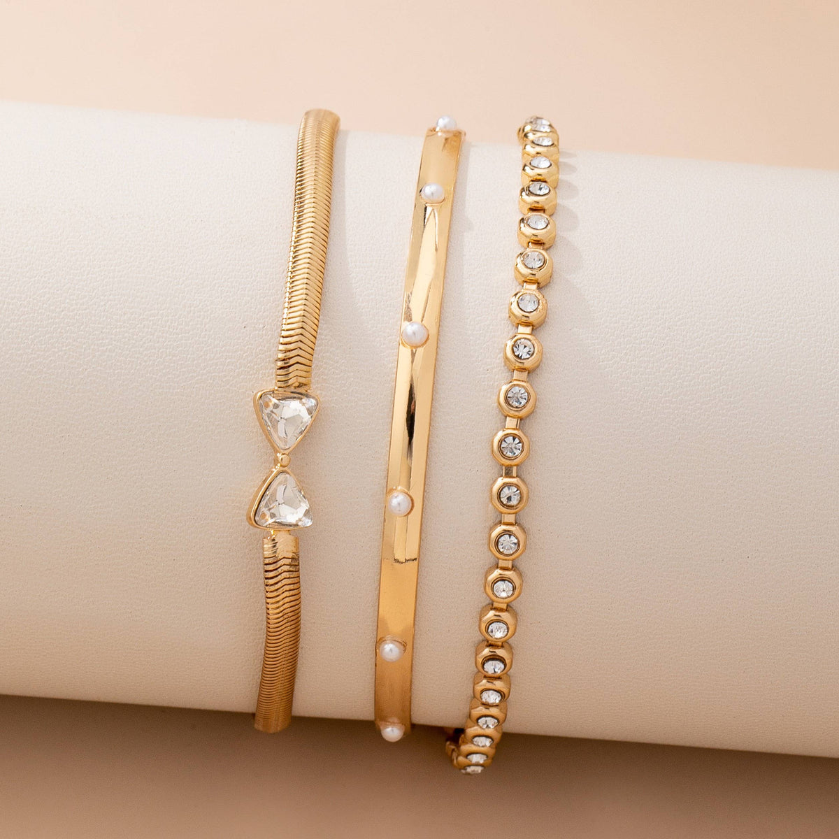 Herringbone Bow Bezels  & Open Cuff Bracelet | 80B1638