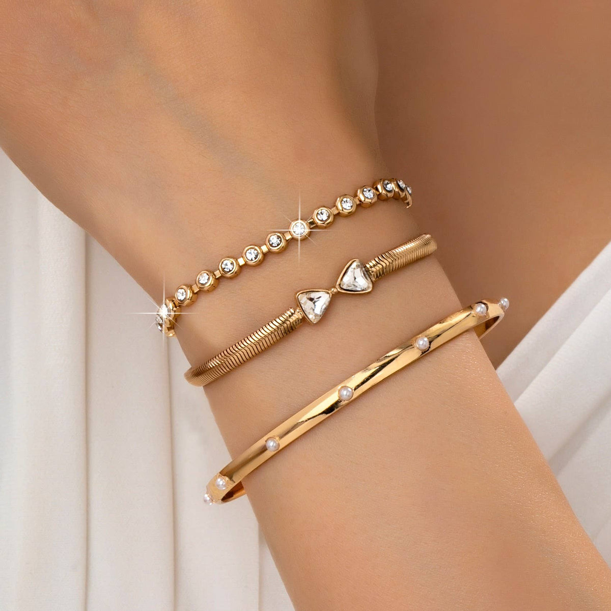 Herringbone Bow Bezels  & Open Cuff Bracelet | 80B1638