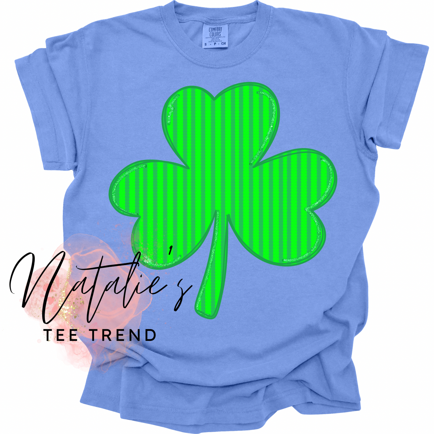 Green Stripe & Glitter Clover - YXS - 3XL