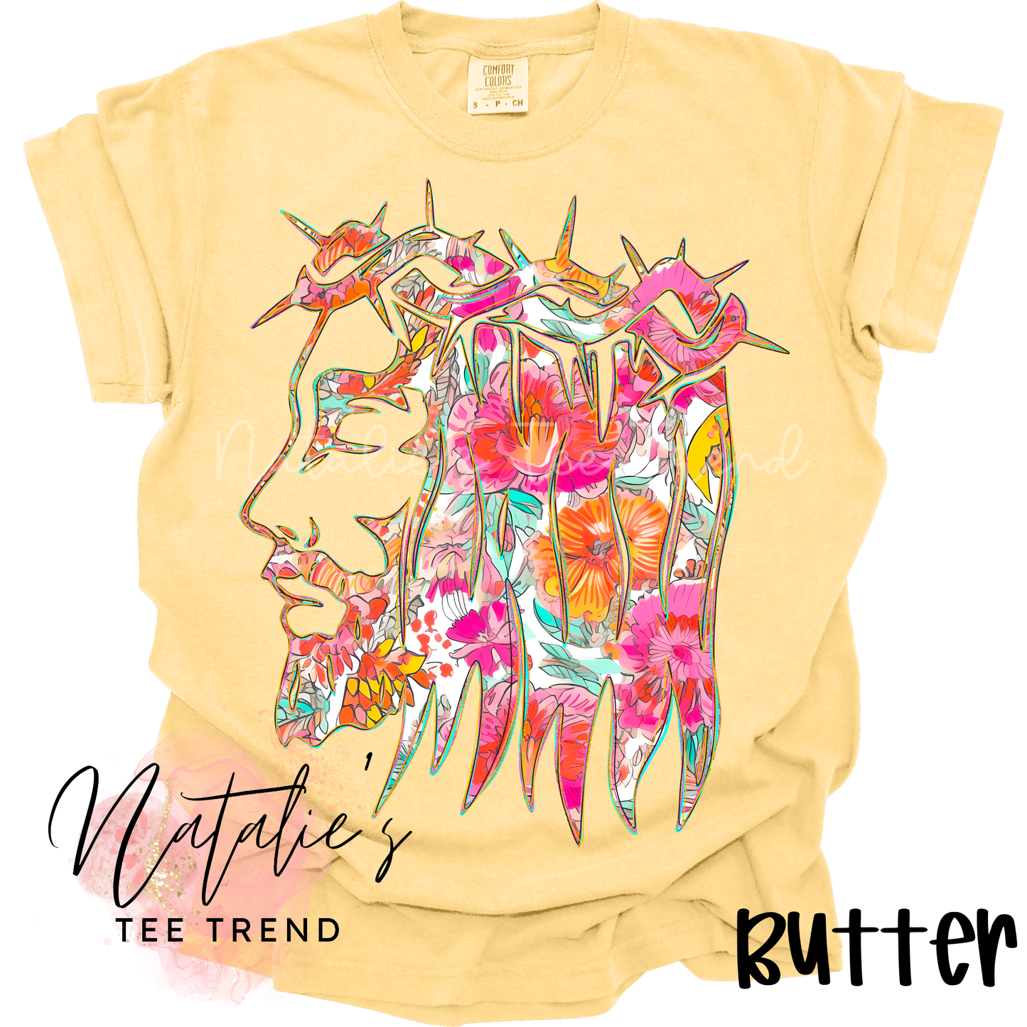 Floral Jesus - Please put color of tee at checkout note box