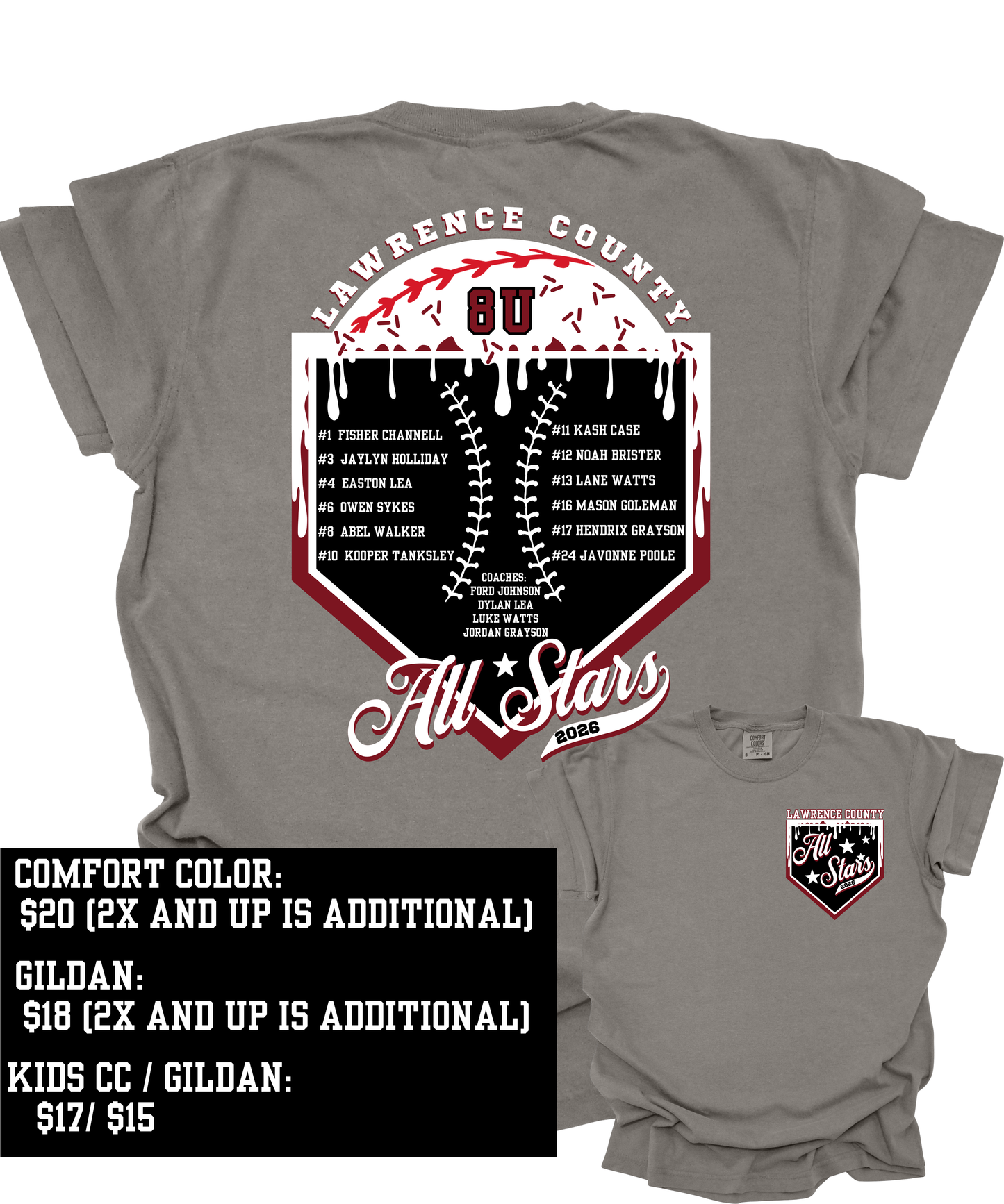 8U BOYS ALL STARS ROSTER TEE