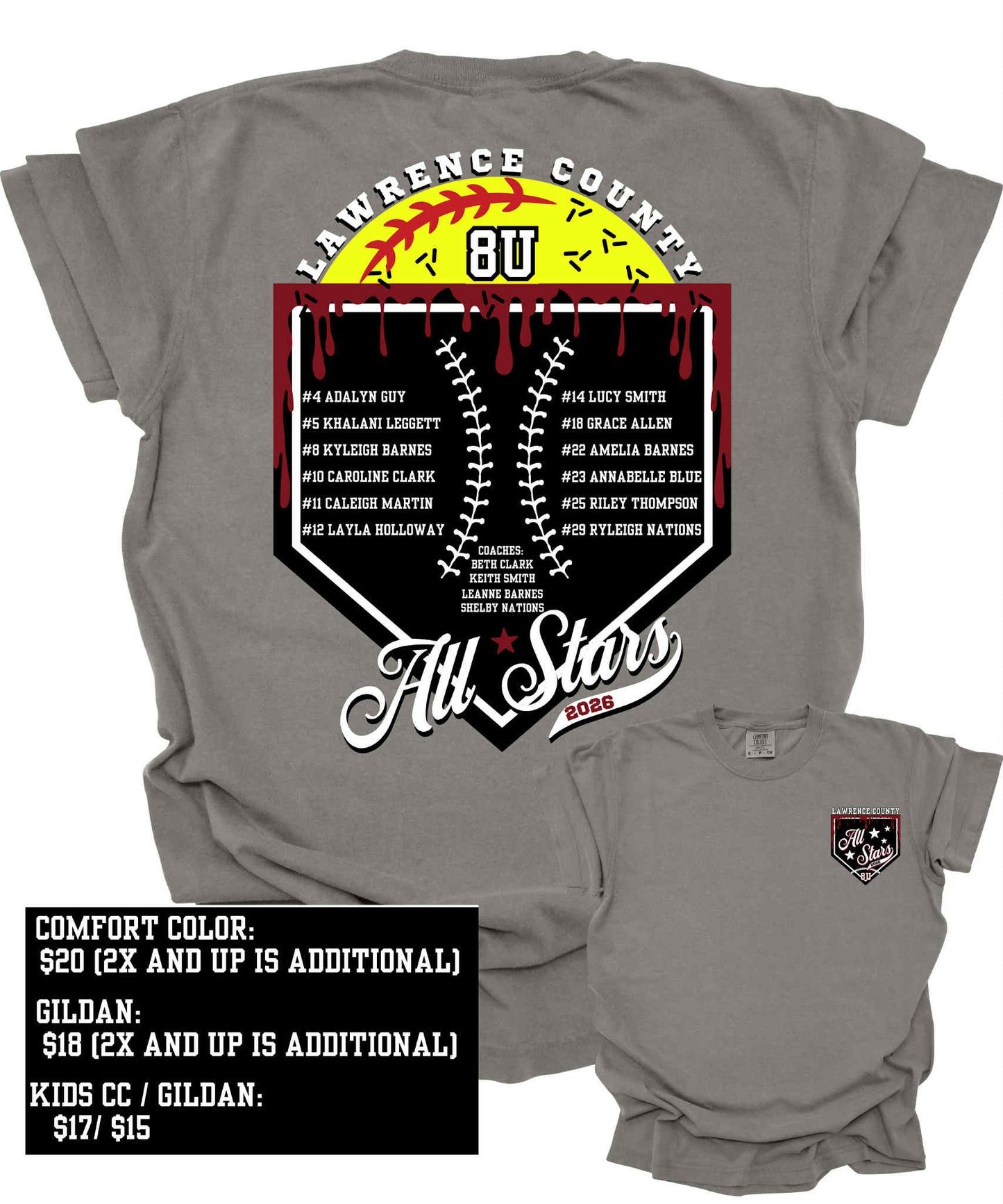 8U GIRLS ALL STARS ROSTER TEE