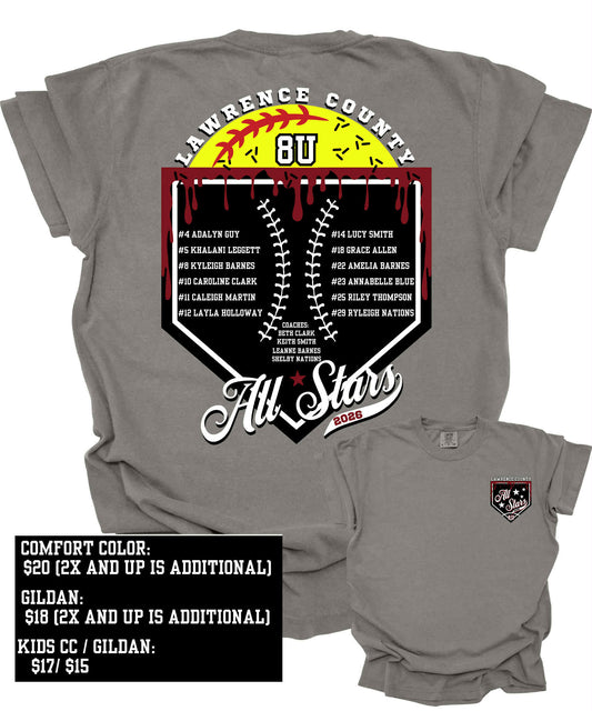 8U GIRLS ALL STARS ROSTER TEE