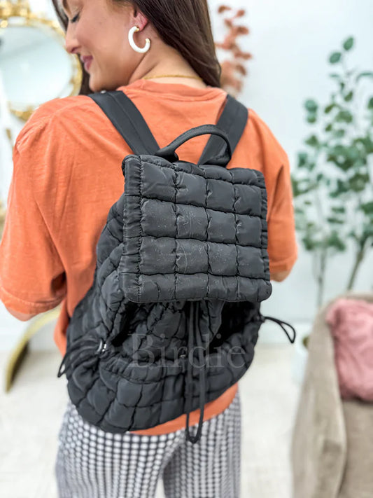 Quilted Backpack in Black