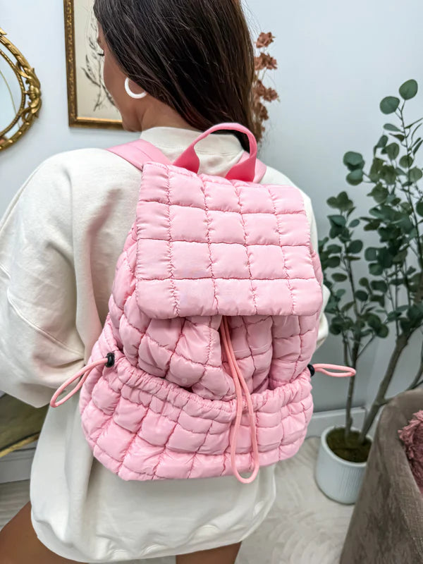 Quilted Backpack in Pink