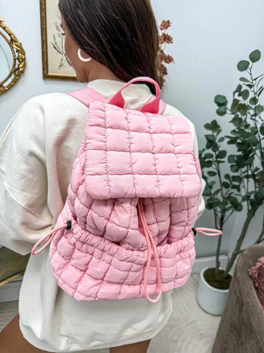 Quilted Backpack in Pink