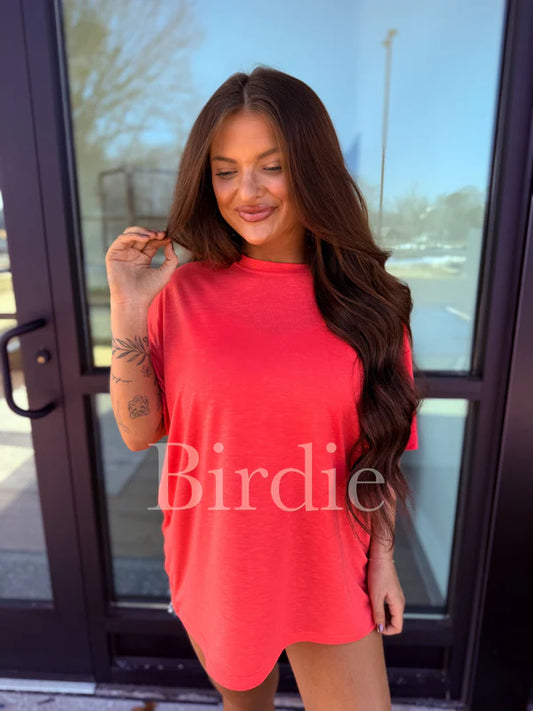 Lightweight Slub Tee in Coral