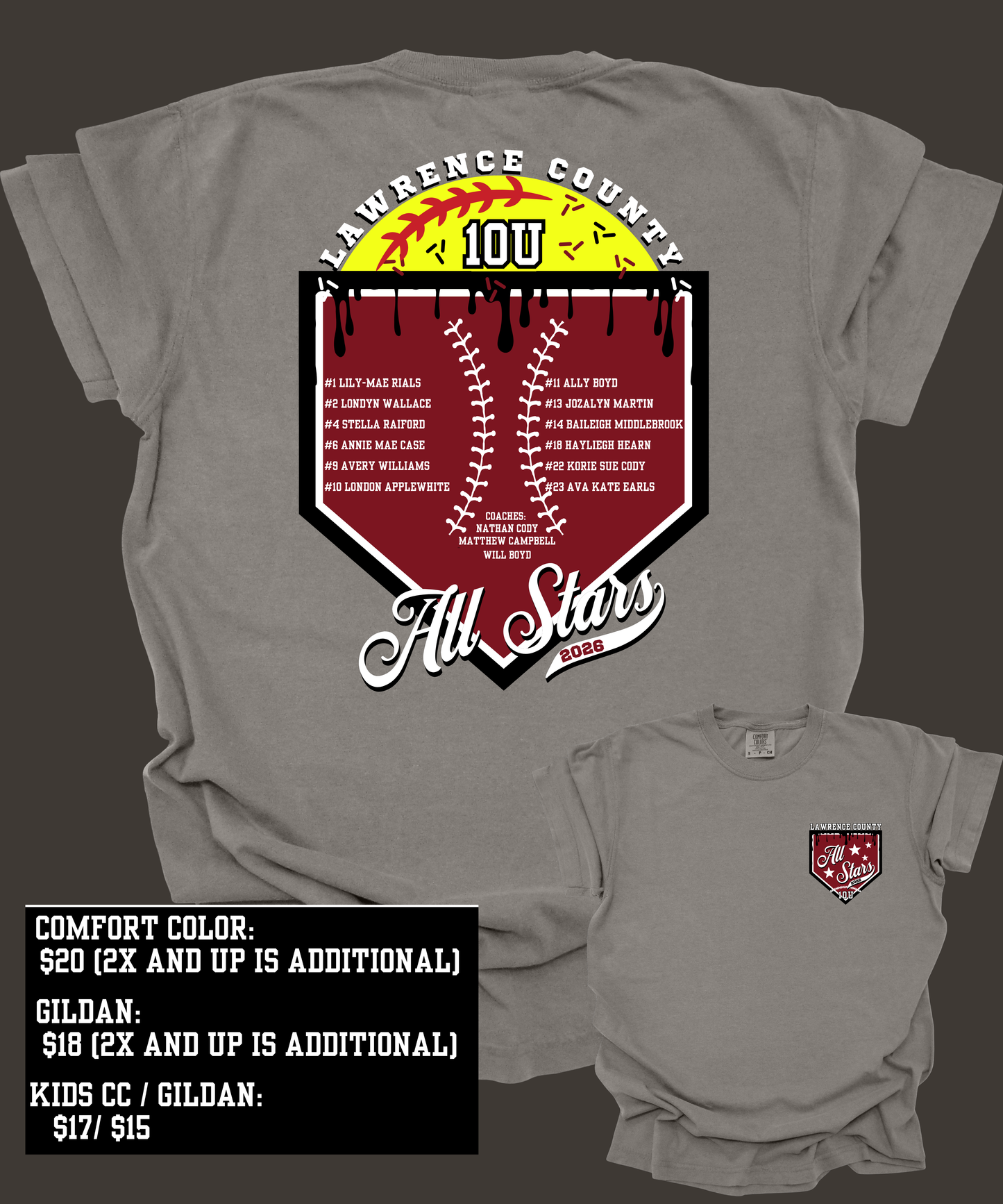 10U GIRLS ALL STARS ROSTER TEE