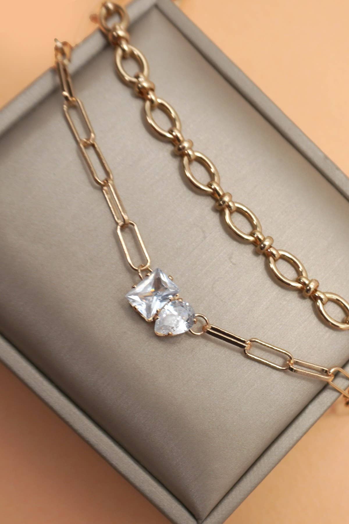 Layered Gold-Tone Crystal Necklace Set | 40NK9620
