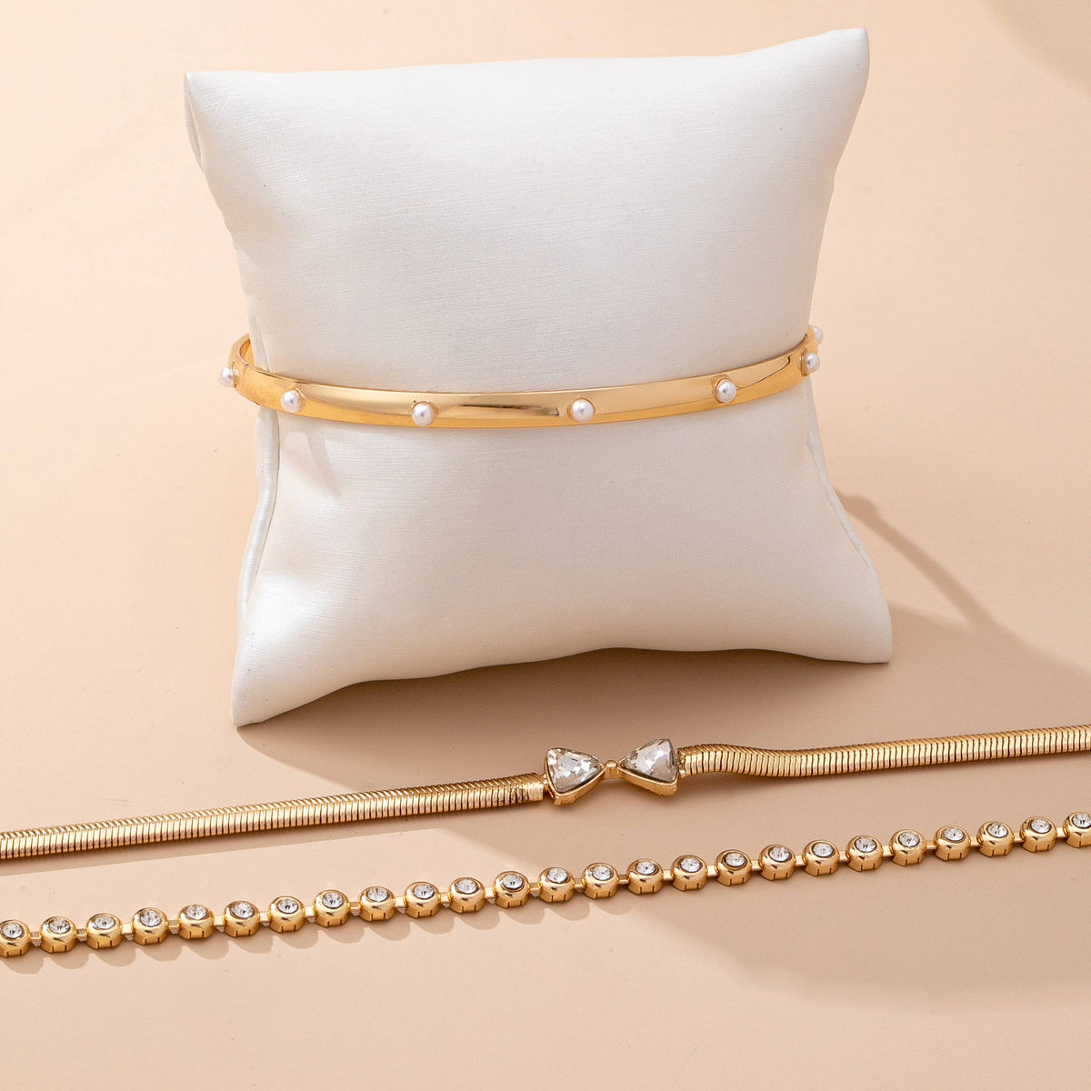 Herringbone Bow Bezels  & Open Cuff Bracelet | 80B1638