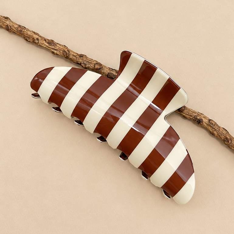Retro Polka Dot Hair Claw - Glossy Spotted French | 40H1099
