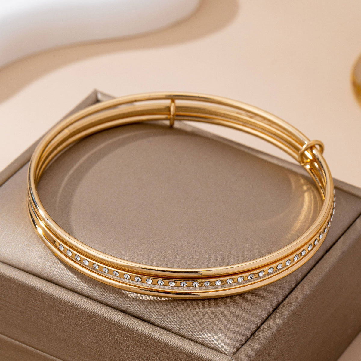 Gold & silver bangles with crystal row Bracelet | 80B1610
