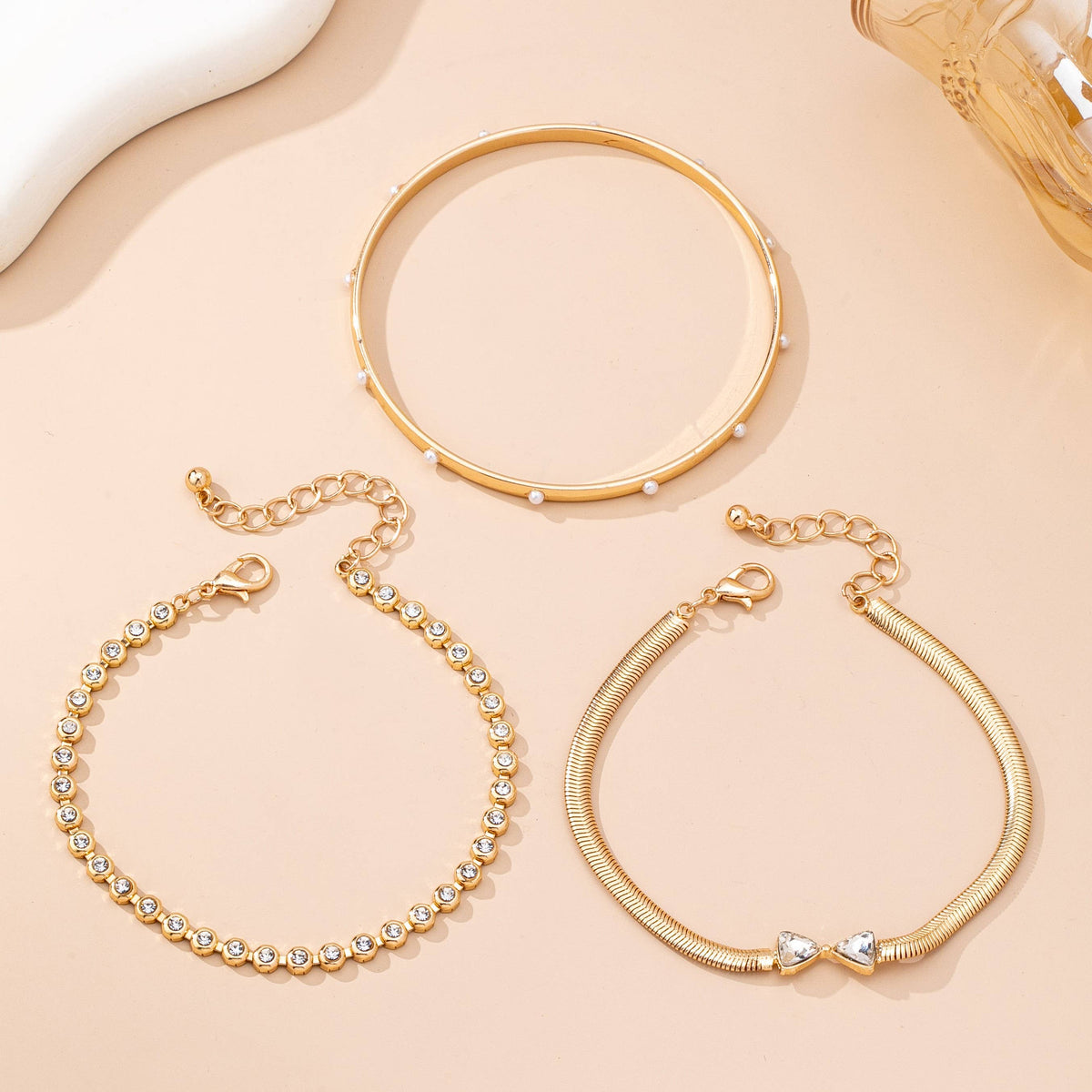 Herringbone Bow Bezels  & Open Cuff Bracelet | 80B1638