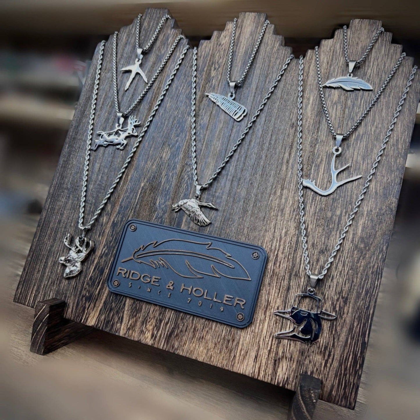Ridge&Holler Wooden Necklace Stand Display